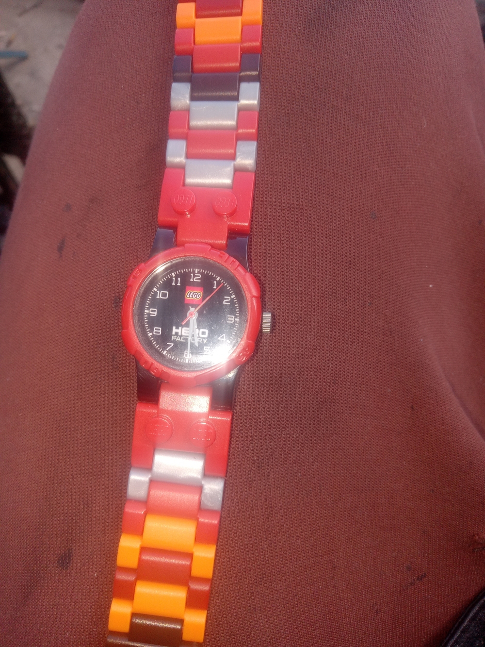 Vintage LEGO Hero  Colorblock  Watch - Red, Orange, Yellow & Silver Links